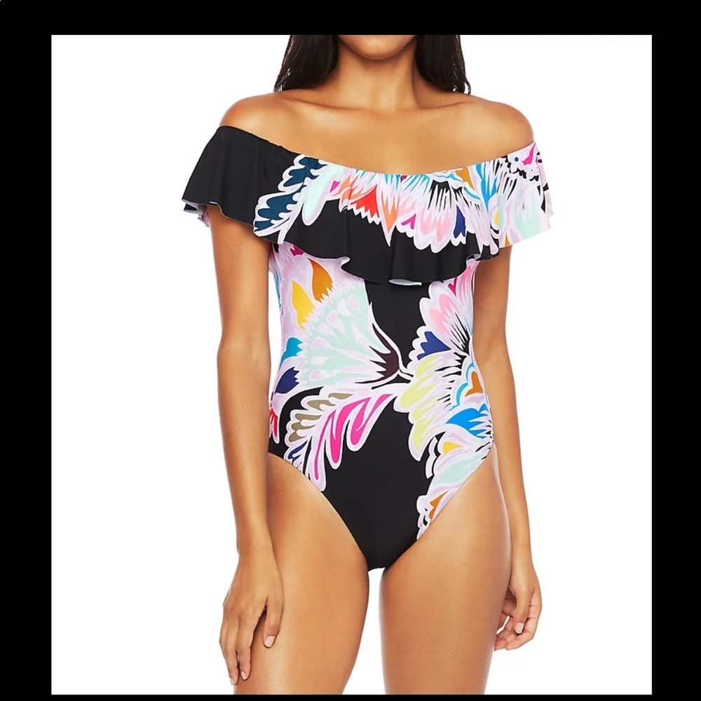 Trina Turk Seychelles floral off the shoulder bathing suit one piece size 4